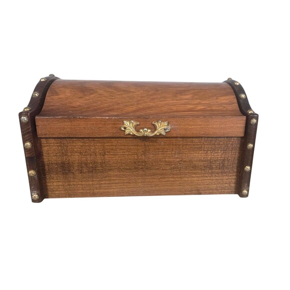 Vintage Royal London Wooden Jewelry Box Domed Trunk Treasure Chest Japan 1972 - Picture 2 of 8